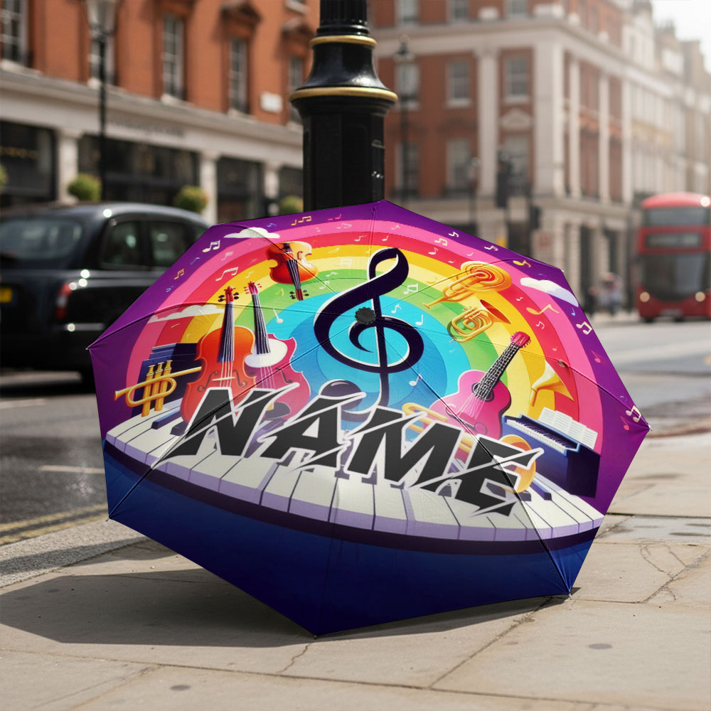 Musical Instrument With Name - Custom Name umbrella, Music Theme Umbrella