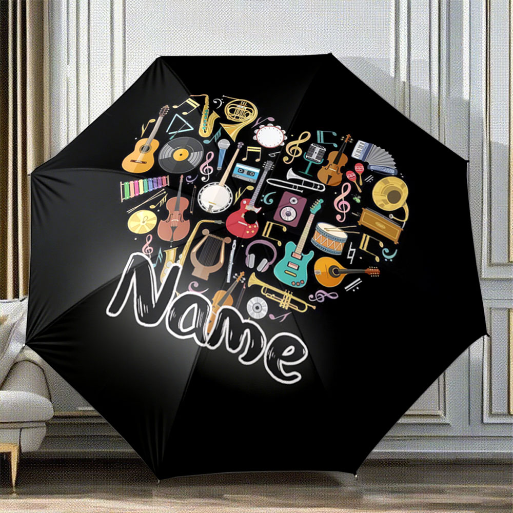 Musical Instrument With Name - Custom Name Umbrella 