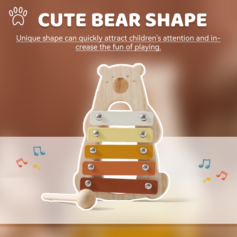 Cartoon Bear 5 Keys Compact Si - đánh giá và giá Musical Instrument Glockenspiel