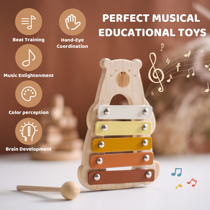 Cartoon Bear 5 Keys Compact Si - đánh giá và giá Musical Instrument Glockenspiel
