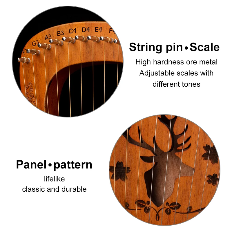 19 Strings Lyre Harp Mahogany  - đánh giá và giá Musical Instrument Lyre