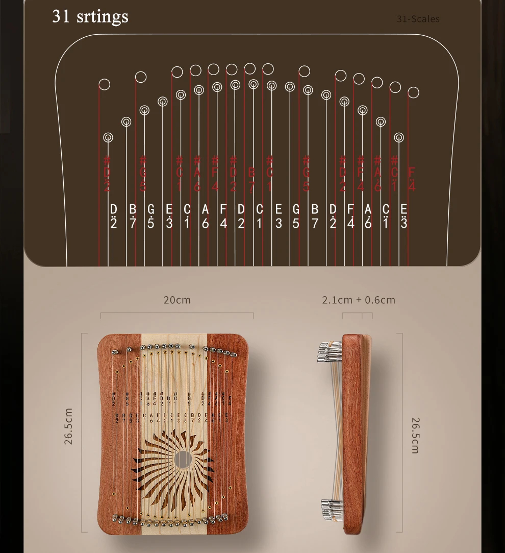 Hluru  Lyre 31 Strings Thumb K - đánh giá và giá Musical Instrument Lyre