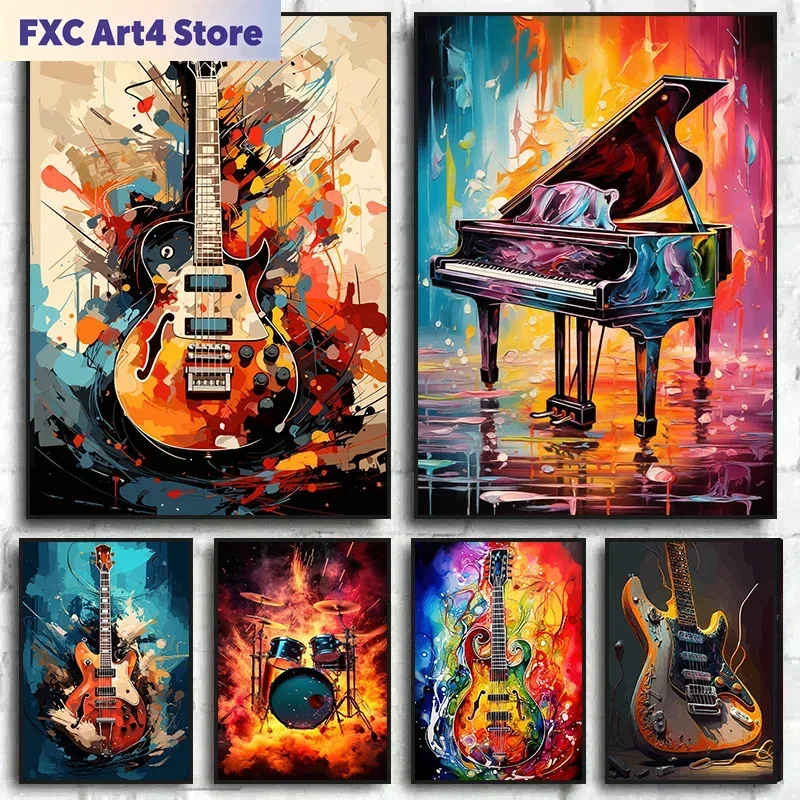 Frameless Abstract Colorful Ar - đánh giá và giá Picture Of Musical Instrument